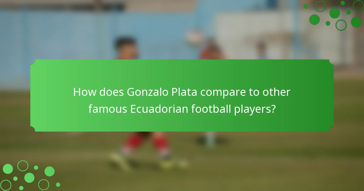 How does Gonzalo Plata compare to other famous Ecuadorian football players?