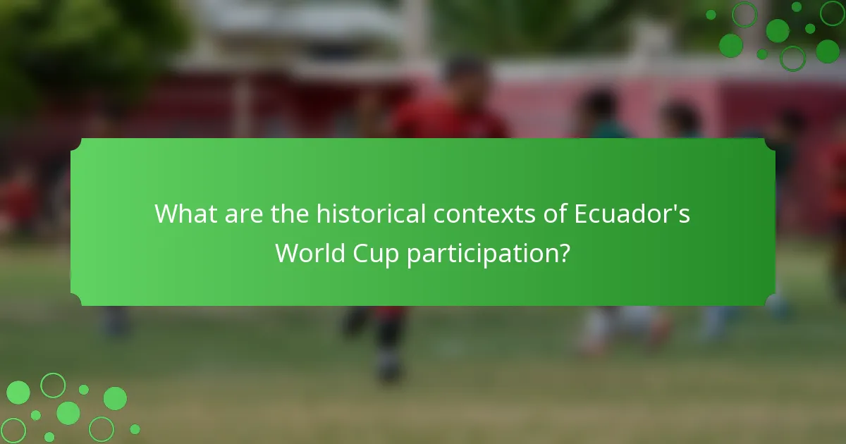 What are the historical contexts of Ecuador's World Cup participation?