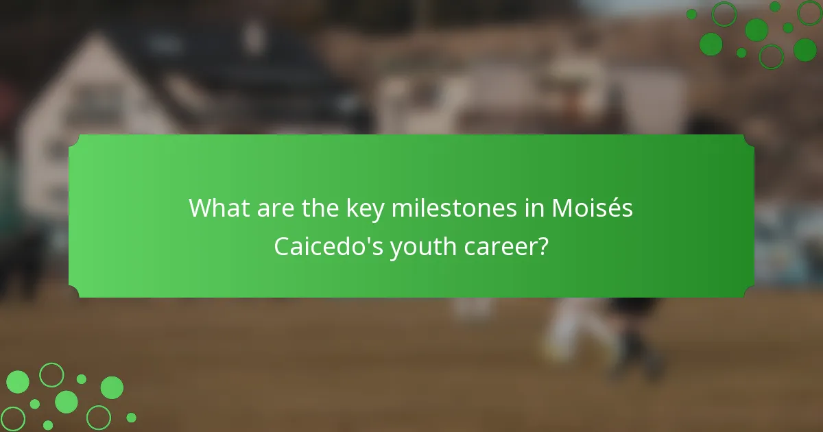 What are the key milestones in Moisés Caicedo's youth career?