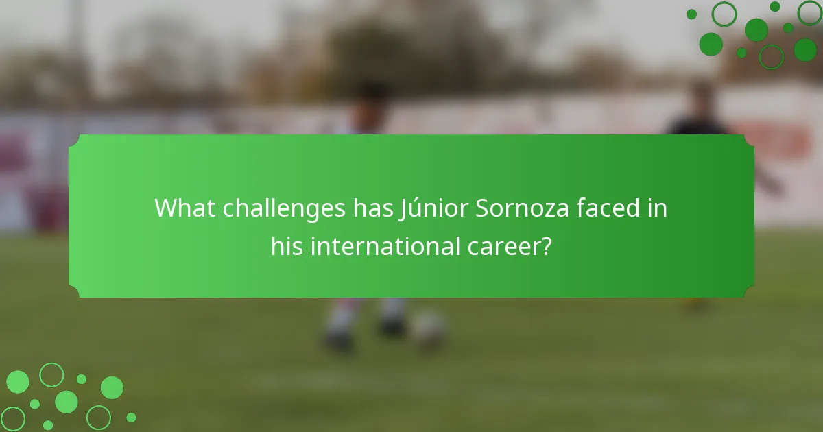 What challenges has Júnior Sornoza faced in his international career?