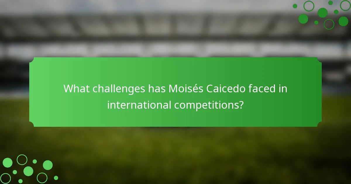What challenges has Moisés Caicedo faced in international competitions?