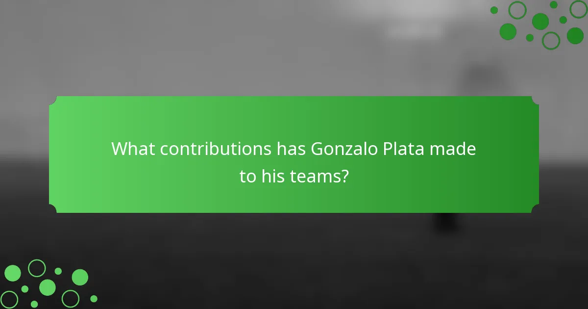 What contributions has Gonzalo Plata made to his teams?
