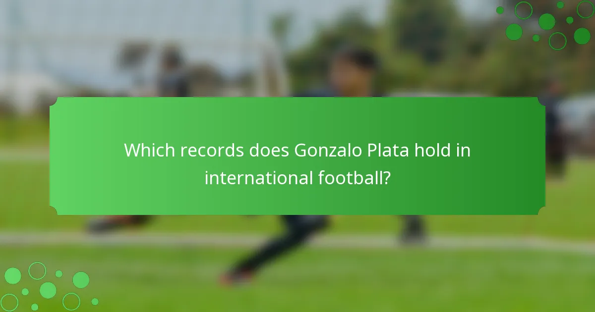 Which records does Gonzalo Plata hold in international football?