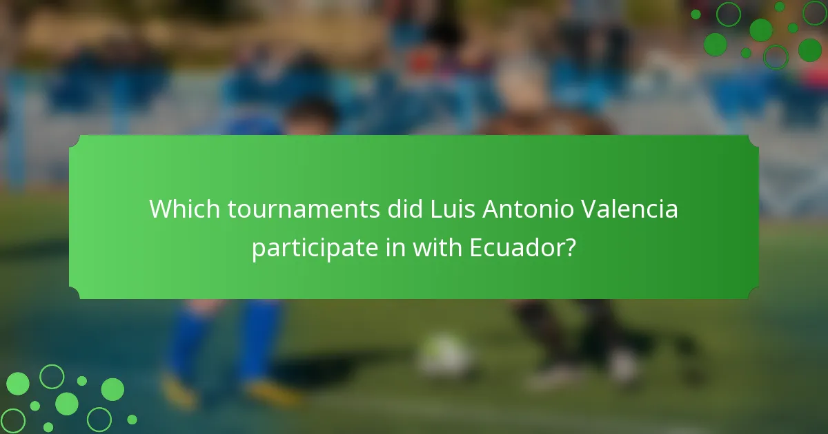 Which tournaments did Luis Antonio Valencia participate in with Ecuador?
